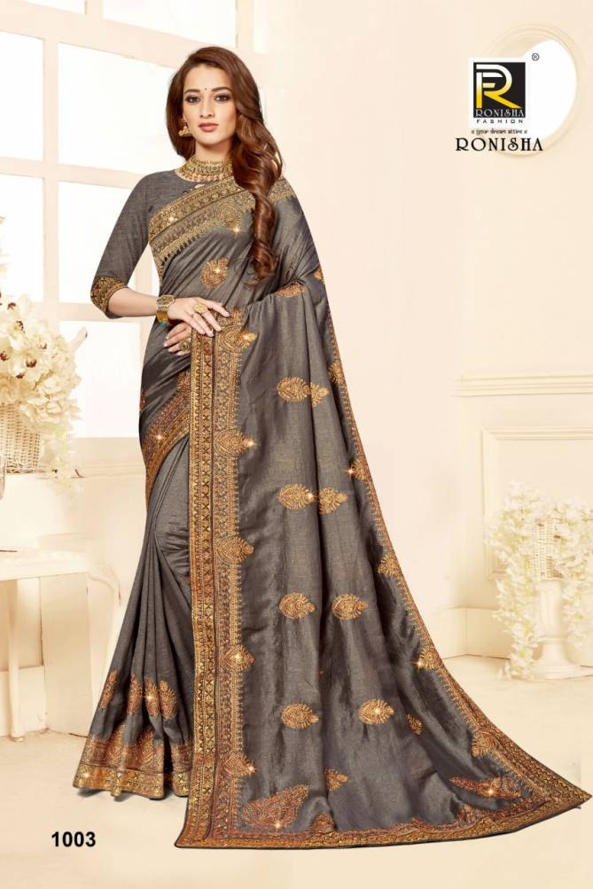 Ronisha Agrima New Designer Fancy Festive Wear Vichitra Silk Saree Collection